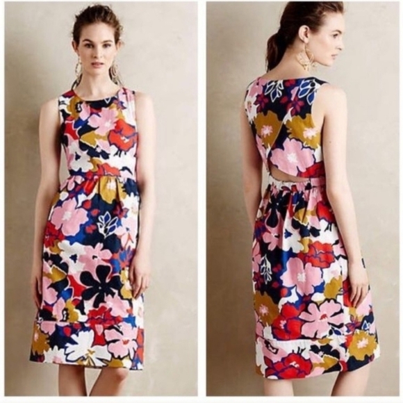 Anthropologie Whit Two Floral Cut Out Dress - Picture 1 of 12
